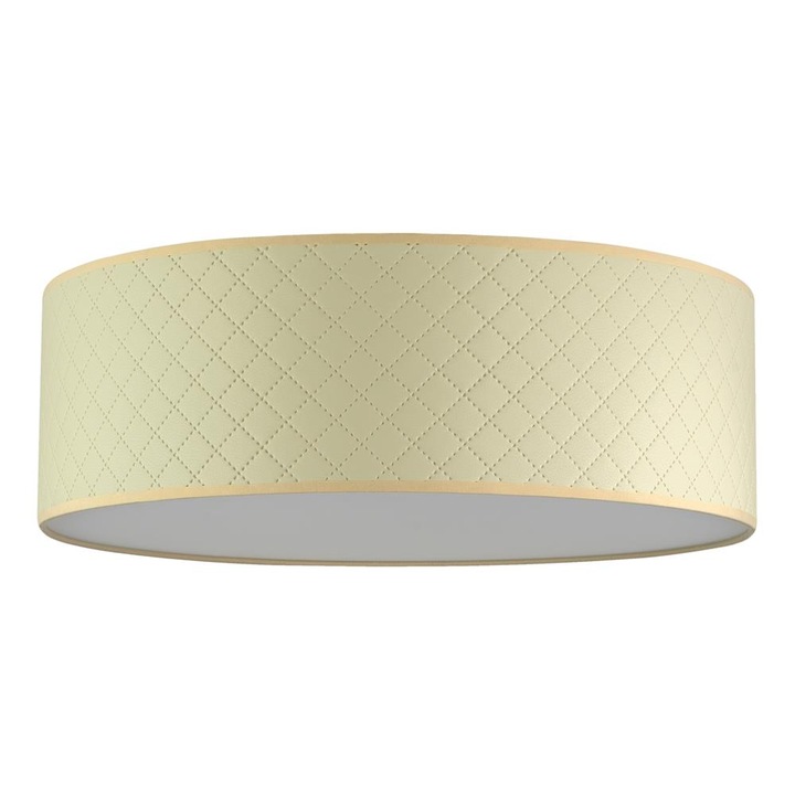 Plafoniera eleganta cu 3 lumini, Sotto Luce Aki, piele artificiala fildes, baza neagra,3 x E27, diam. 45 cm