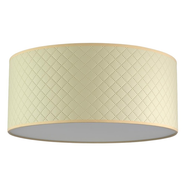 Plafoniera eleganta cu 3 lumini, Sotto Luce Aki, piele artificiala fildes, baza neagra,3 x E27, diam. 45 cm