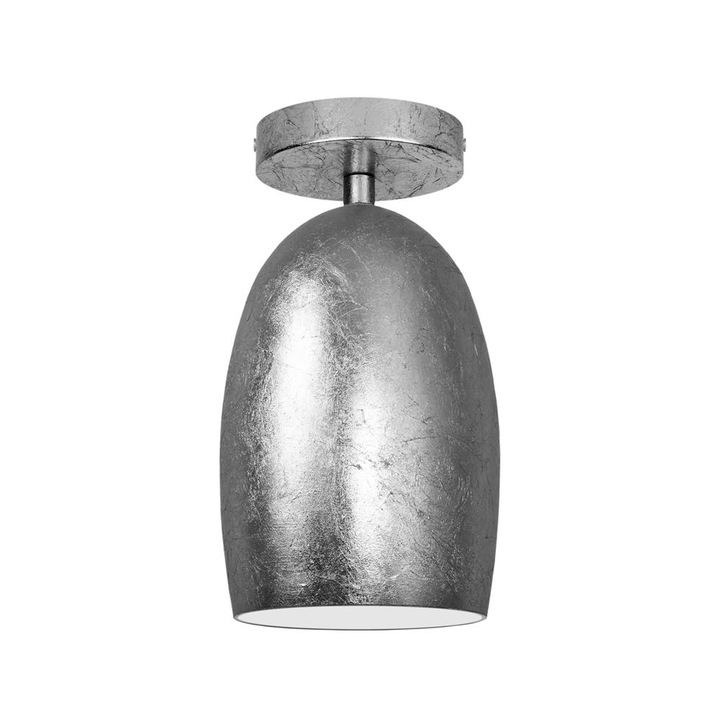 Plafoniera cu 1 lumina, Sotto Luce Ume, sticla argintie/opala, baza argintie,1 x E14, diam. 14 cm