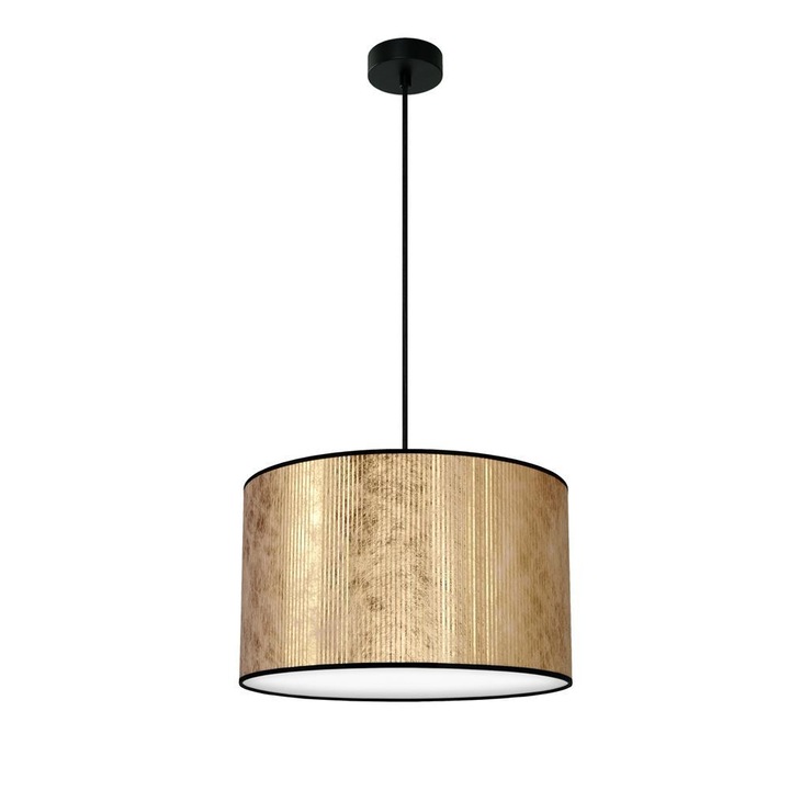 lumina suspendata glamour 1, Sotto Luce Mako, tesatura aurie, cablu negru de 1,5 m, 1 x E27 diam. 40 cm