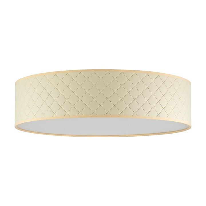 Plafoniera eleganta cu 3 lumini, Sotto Luce Aki, piele artificiala fildes, baza alba,3 x E27, diam. 40 cm