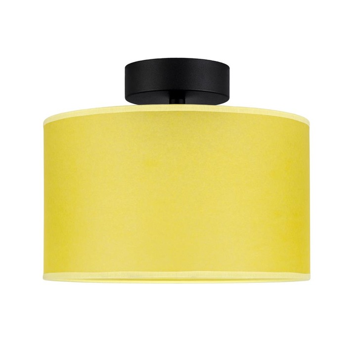 Plafoniera translucida 1 lumina, Sotto Luce Taiko, pergament verde lime, baza neagra,1 x E27, diam. 25 cm