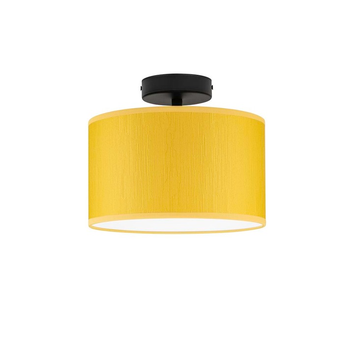 Plafoniera moderna cu 1 lumina, Sotto Luce Umai, tesatura mustar, baza neagra,1 x E27, diam. 25 cm