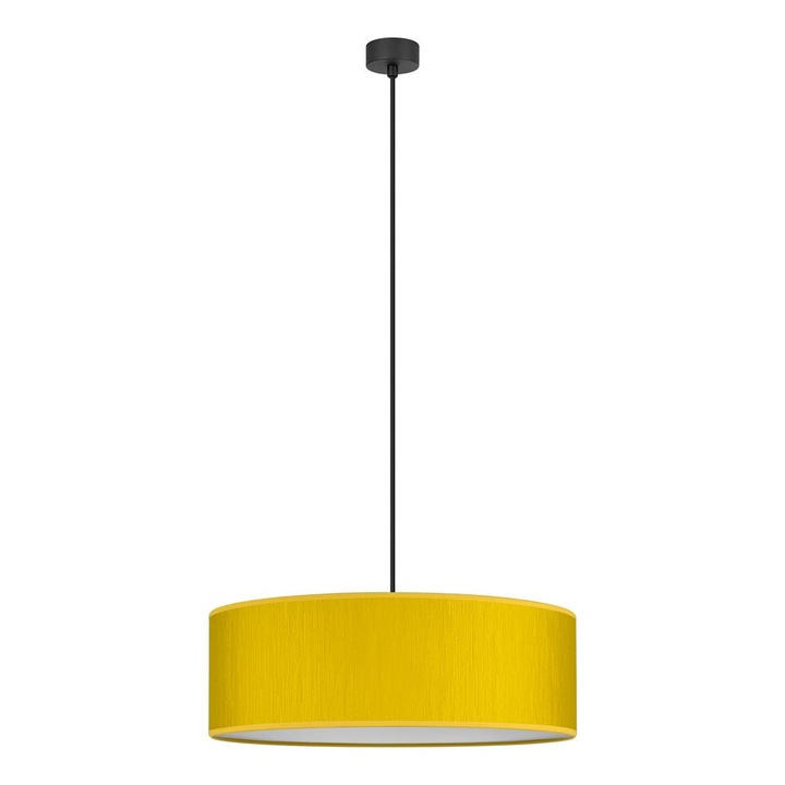 Pendul modern cu 1 lumina, Sotto Luce Umai, tesatura mustar, cablu negru de 1,5 m, 1 x E27 diam. 45 cm
