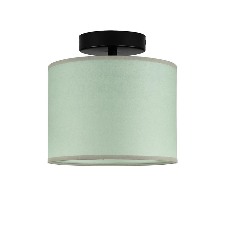 Plafoniera translucida 1 lumina, Sotto Luce Taiko, pergament verde menta, baza neagra,1 x E27, diam. 20 cm