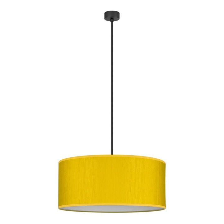 Pendul modern cu 1 lumina, Sotto Luce Umai, tesatura mustar, cablu negru de 1,5 m, 1 x E27 diam. 45 cm