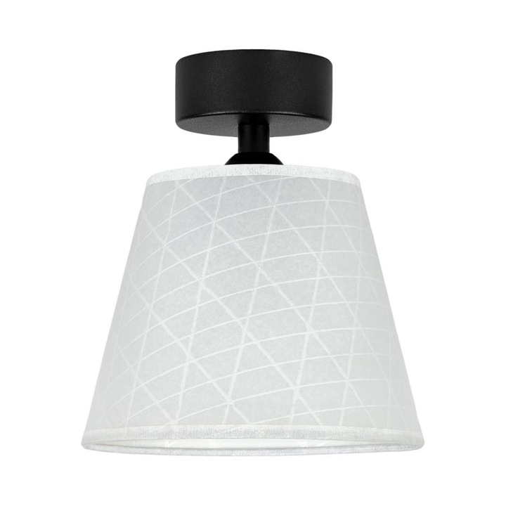 Plafoniera translucida cu 1 lumina, Sotto Luce Iro, pergament alb cu model triunghiular, baza neagra,1 x E27, diam. 16 cm