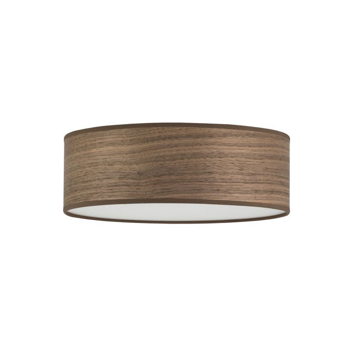 Plafoniera cu 3 lumini in stil nordic, Sotto Luce Tsuri, furnir de nuc, baza alba,3 x E27, diam. 30 cm