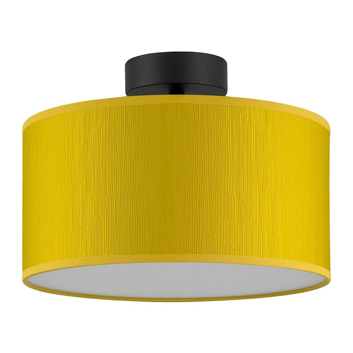 Plafoniera moderna cu 1 lumina, Sotto Luce Umai, tesatura mustar, baza neagra,1 x E27, diam. 30 cm