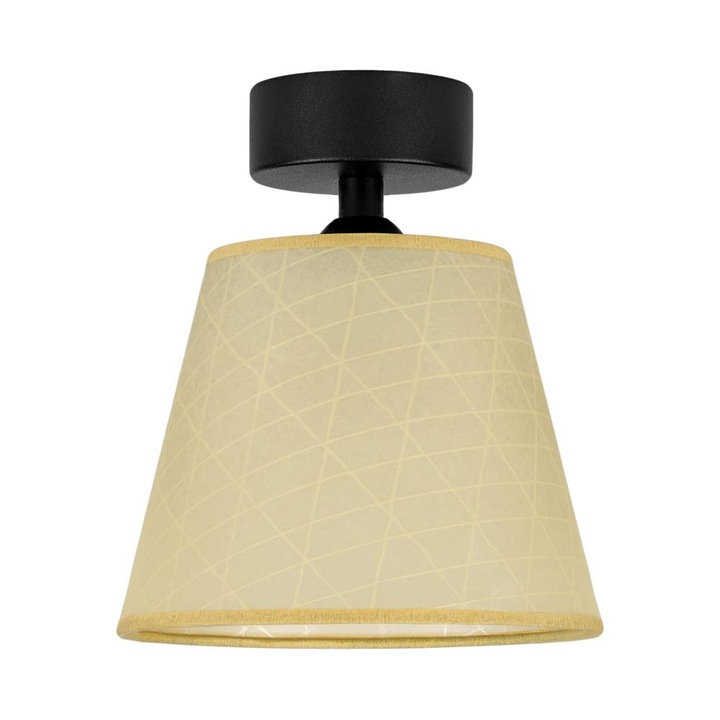 Plafoniera translucida cu 1 lumina, Sotto Luce Iro, pergament fildes cu model triunghiular, baza neagra,1 x E27, diam. 16 cm