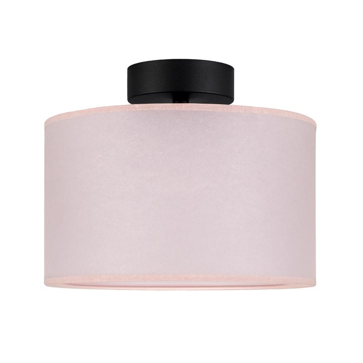 Plafoniera translucida cu 1 lumina, Sotto Luce Taiko, pergament roz pal, baza neagra,1 x E27, diam. 25 cm