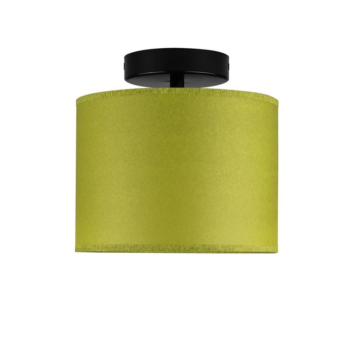 Plafoniera translucida 1 lumina, Sotto Luce Taiko, pergament verde fistic, baza neagra,1 x E27, diam. 20 cm