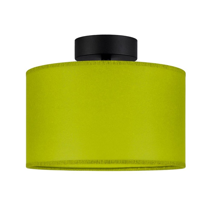 Plafoniera translucida 1 lumina, Sotto Luce Taiko, pergament verde fistic, baza neagra,1 x E27, diam. 25 cm