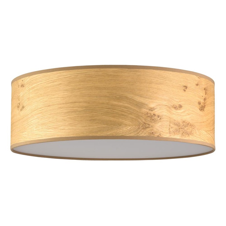 Plafoniera de design cu 3 lumini, Sotto Luce Akira, furnir de stejar rustic, baza neagra,3 x E27, diam. 45 cm