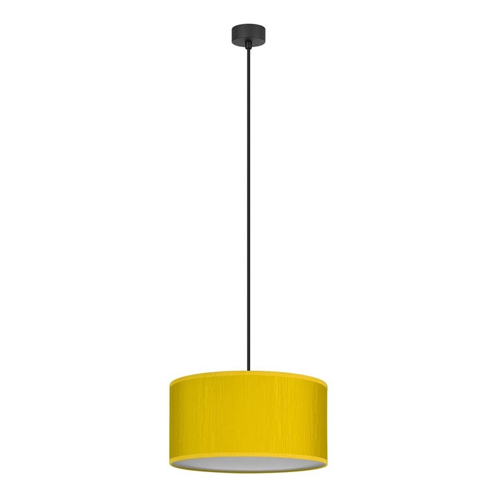 Pendul modern cu 1 lumina, Sotto Luce Umai, tesatura mustar, 1,5 m cablu negru din tesatura, 1 x E27 diam. 30 cm