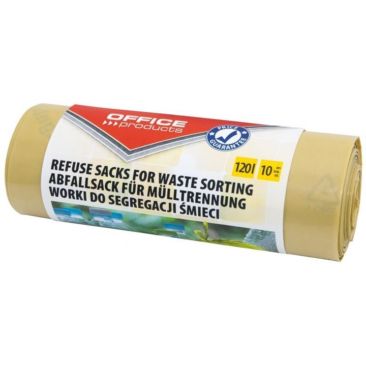 Set 10 Saci menajeri, Office Products, 120 L, Galben