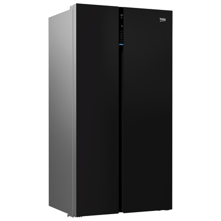 Side by side Beko GN163130ZGB, 573 l, Clasa A++, NeoFrost™ dual cooling, Compresor inverter, H 179 cm, Sticla neagra