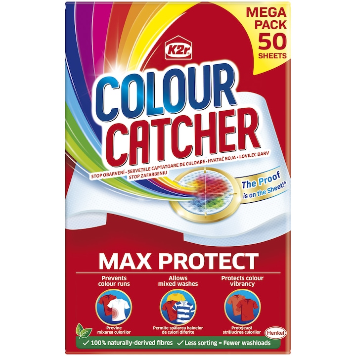 Servetele captatoare de culoare K2r Colour Catcher Max protect, 50 buc