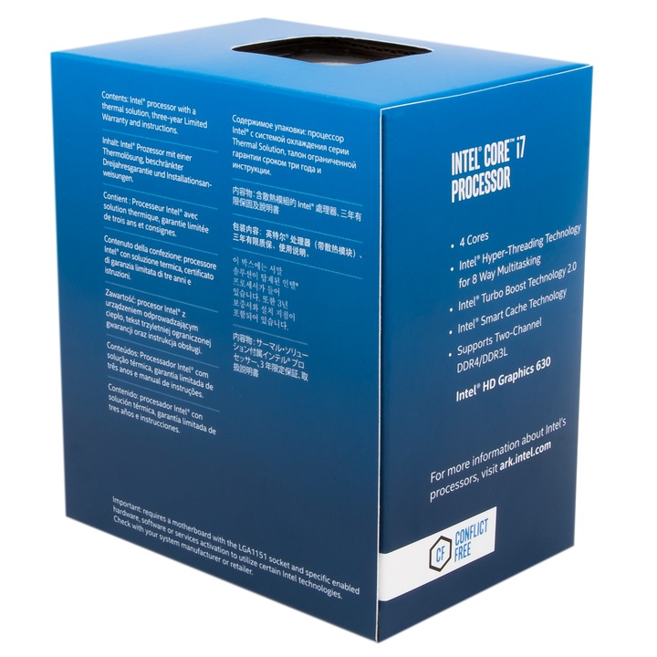 Процесор Intel Core™ i7-7700, 3.60Ghz, Kaby Lake, 8MB, Socket 1151, BOX