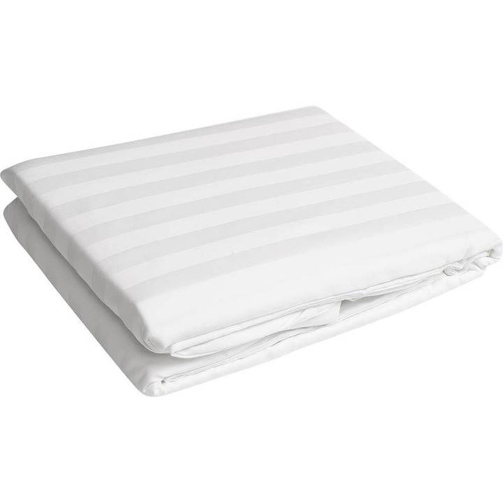 Damaszt lepedő, csíkos 1 cm, sűrűsége 130 g/m2, fehér, 160/240 cm