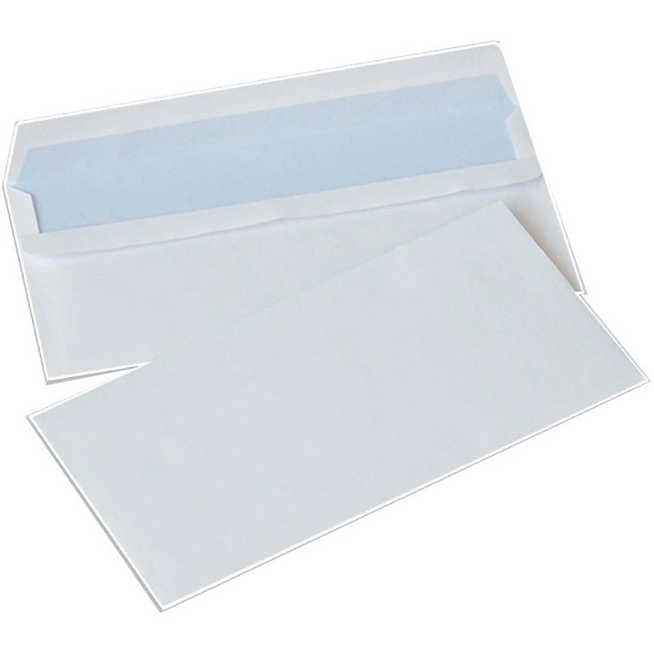 Set 1000 plicuri autosigilabile DL, Hartie, 110x220 mm, 80g/m2, Alb