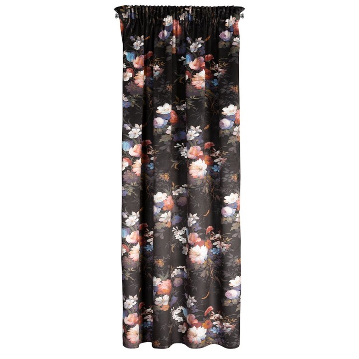 Eurofirany Függöny ráncolószalaggal, KAREN 140 x 270, fekete/rózsaszín