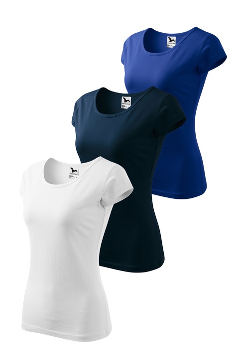 Set 3 tricouri de femei, Malfini, Perfect Women, mix 9, Alb/Albastru royal/Bleumarin