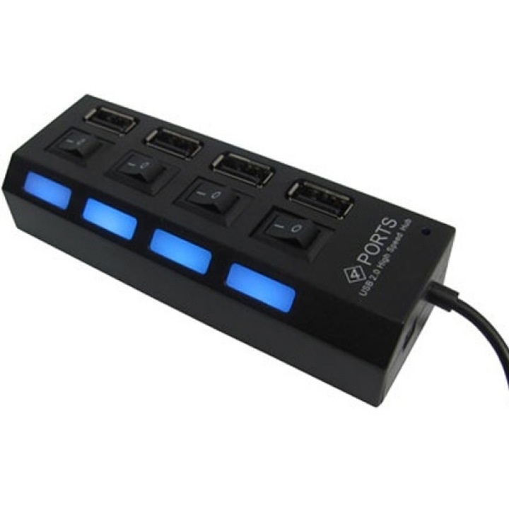 Хъб Zik USB EW678H, 4 порта, Копче за включване и изключване