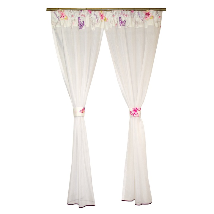 Perdea Velaria de bucatarie alba cu esarfe, 160x160 cm