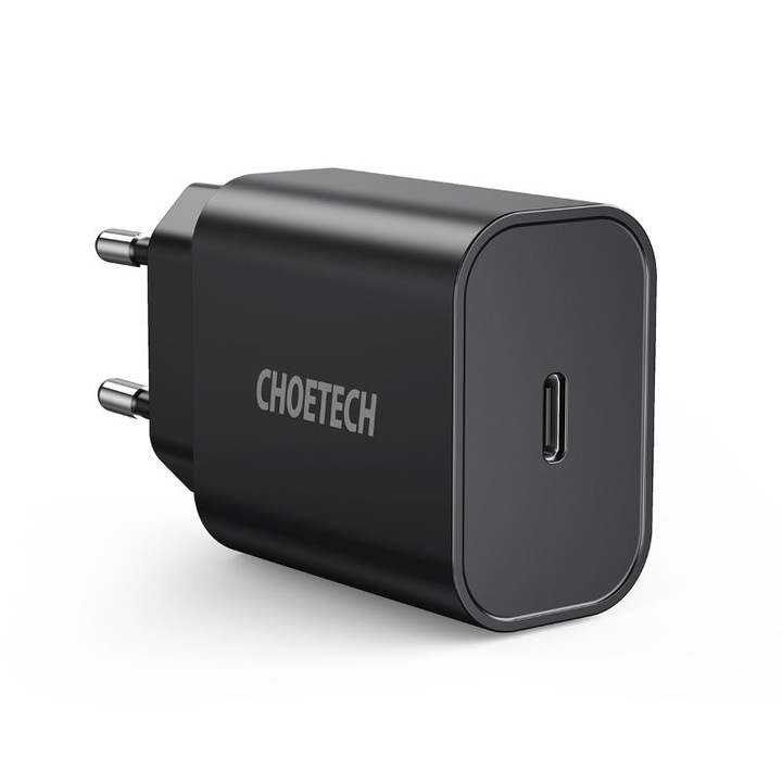 Incarcator Priza Choetech Mains Fast Charge USB-C PD 20W EU, Negru