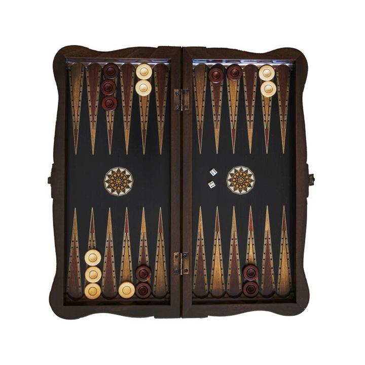 Joc de sah si table din lemn masiv si sidef 2181 BLK