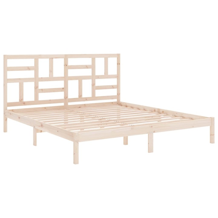 Cadru de pat vidaXL, 200x200 cm, lemn masiv, 24.25 kg