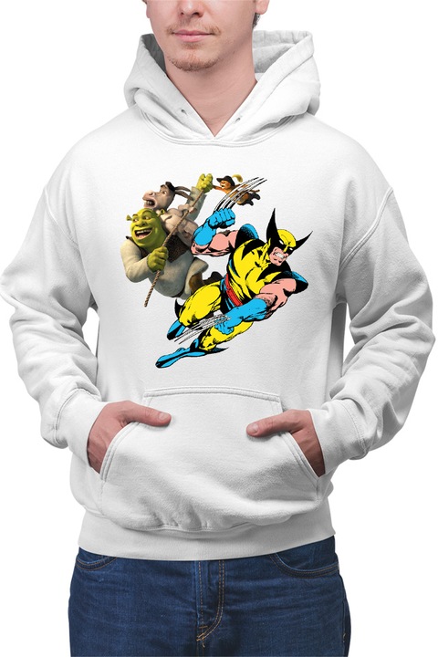 Hanorac barbati Wolverine Shrek Rope Marvel DC, Alb