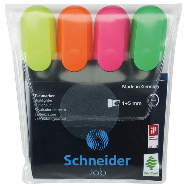 Set 4 textmarker SCHNEIDER JOB, 1-5 mm, Multicolor - eMAG.ro