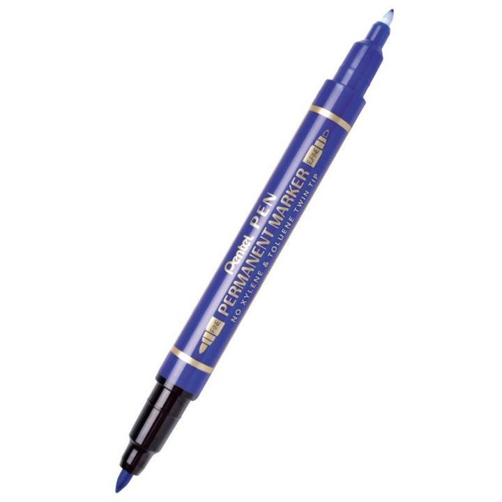 Маркер за CD/DVD, Pentel N75W, Перманентен, 2 накрайника, Син