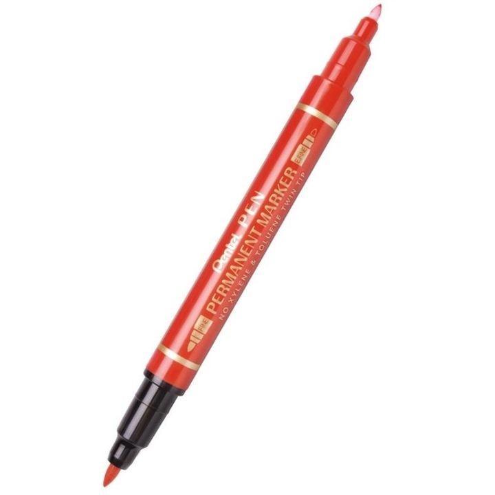 Маркер за CD/DVD, Pentel N75W, Перманентен, 2 накрайника, Червен