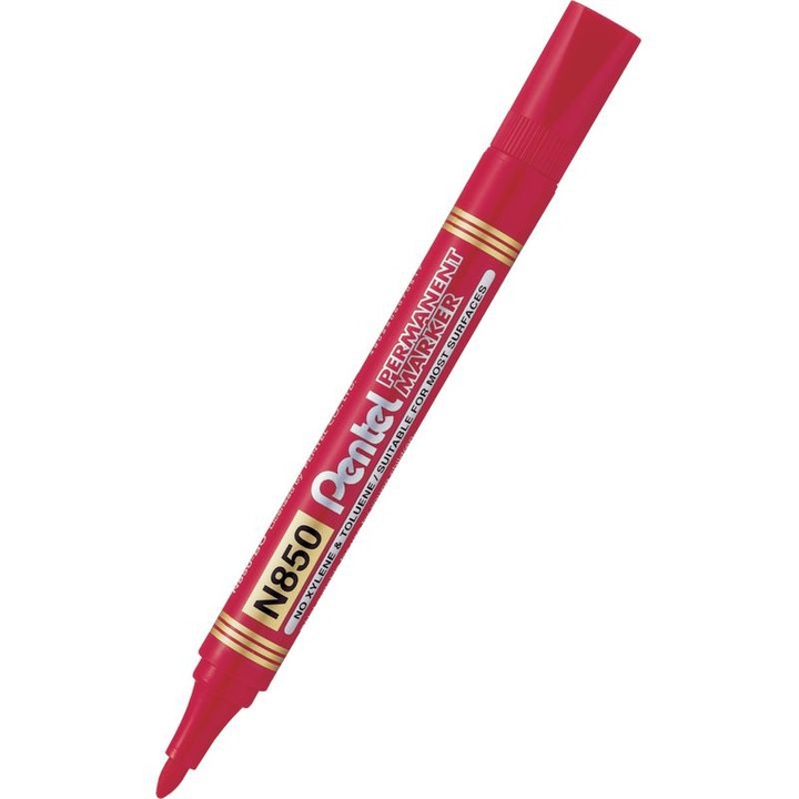Перманентен маркер Pentel N850, Кръгъл връх, 1.5 мм, Червен