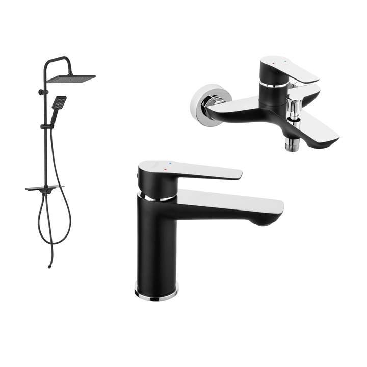 Set Ferro 3 in 1-Kanto Verdeline Black, Baterie cada Adore Black/Chrome, Baterie dus Adore Black/Chrome, Baterie Lavoar Adore Black/Chrome