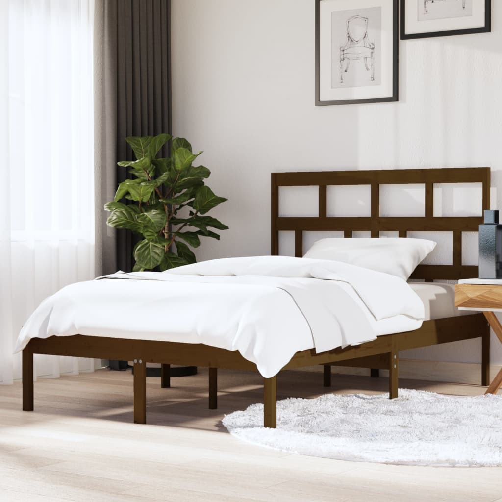 Cadru pat King Size 5FT, maro miere, 150x200 cm, lemn masiv, 24,25 kg