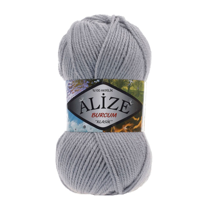 Fir Textil Alize Burcum Klasik 253, pentru crosetat si tricotat, acril, gri, 210 m
