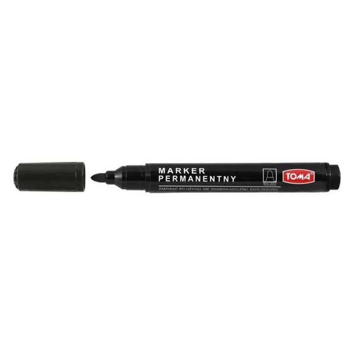 Marker permanent Toma TO-202, Varf rotund 2.5 mm, Negru