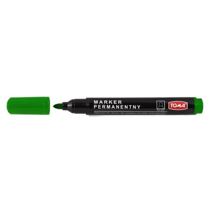 Marker permanent Toma TO-202, Varf rotund 2.5 mm, Verde