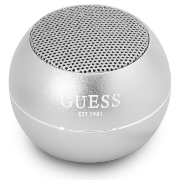Портативна колонка Guess Mini Bluetooth Speaker, 3W, Автономия 4 часа, Сребриста