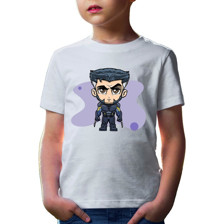 Gyerek póló Wolverine Chibi Anime Angry Claws, Fehér