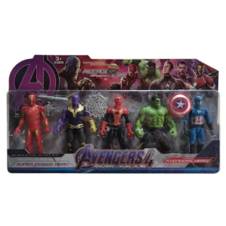 Set 5 figurine Super Eroi Avengers cu accesorii incluse, 48 cm, 3 ani+