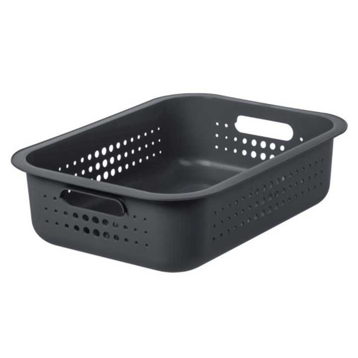 Cutie depozitare si organizare, SmartStore Recycled 10, din plastic reciclat, Gri, 6L, 37x28x10 cm