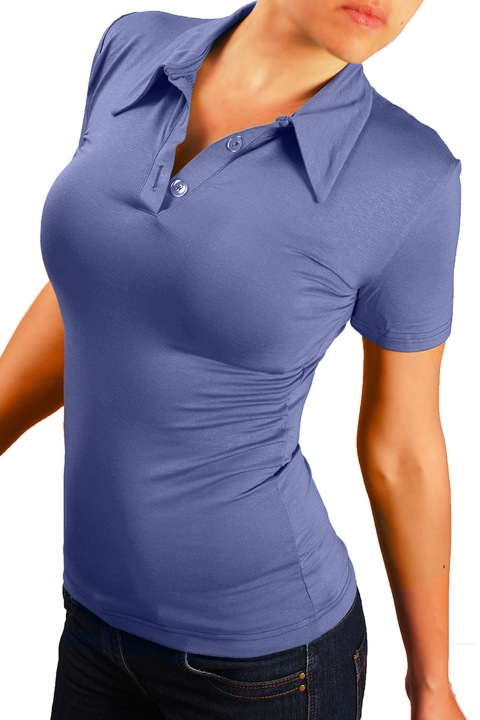 Bluza de dama cu maneca scurta Ivanel, Albastru indigo