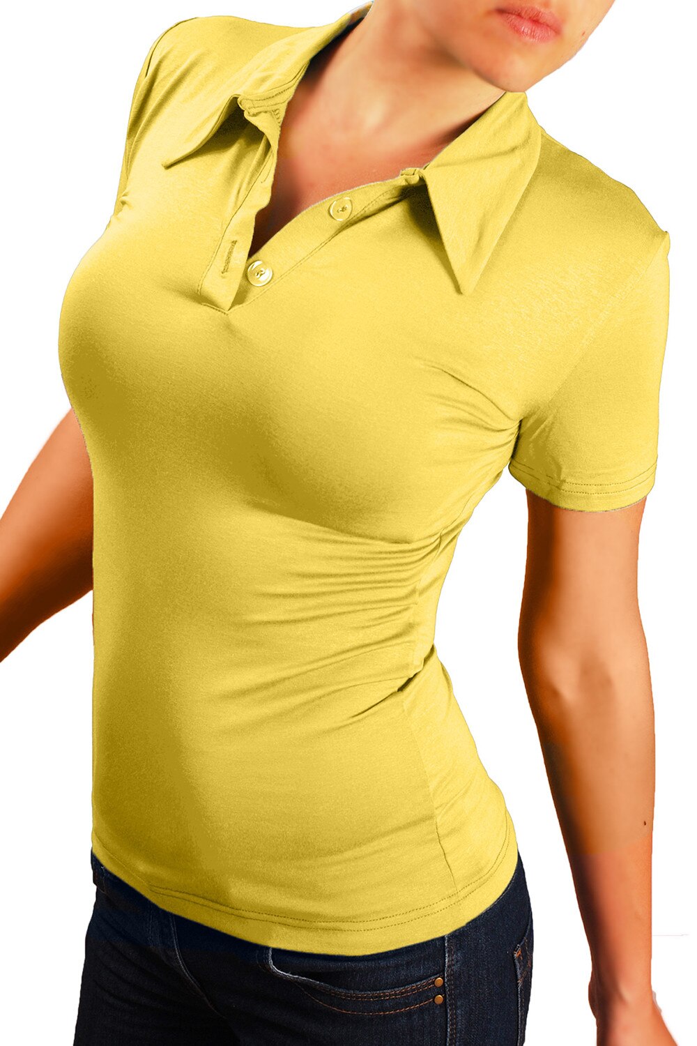 Bluza de dama cu maneca scurta Ivanel, Galben, S, Galben