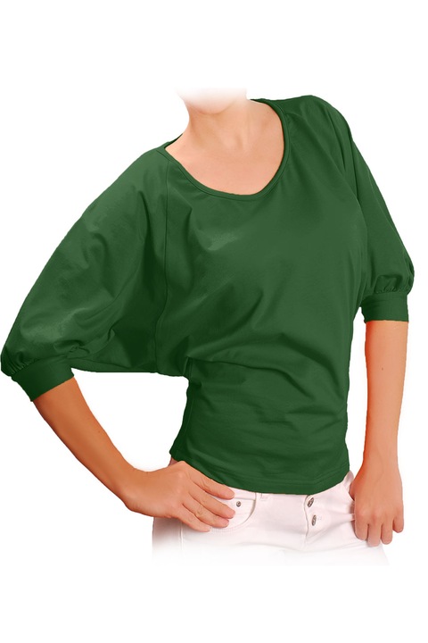 Bluza de dama cu maneca larga Ivanel, Verde inchis