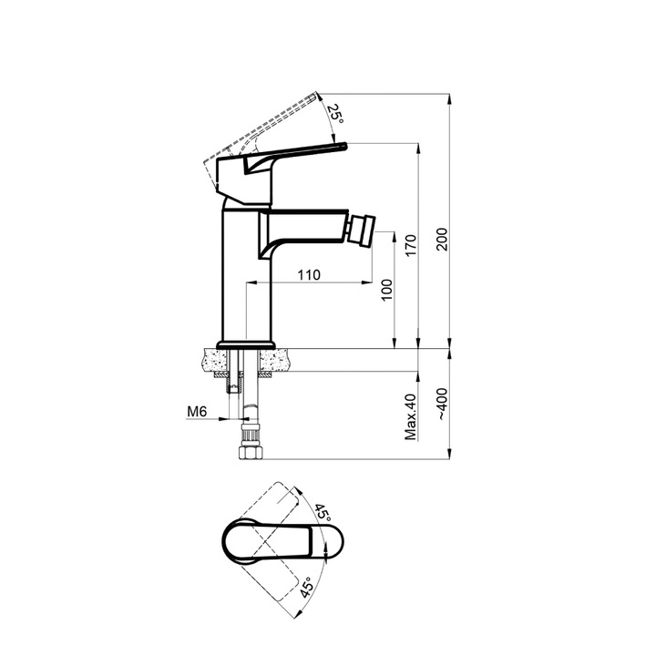 Baterie bideu, Celesta Aria, monocomanda, alb mat